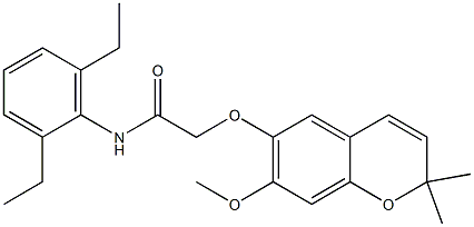 2-[[2,2-Dimethyl-7-methoxy-2H-1-benzopyran-6-yl]oxy]-2',6'-diethylacetanilide Structure