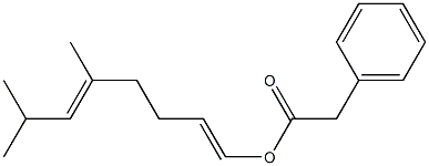 Phenylacetic acid 5,7-dimethyl-1,5-octadienyl ester 구조식 이미지