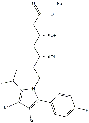 (3R,5R)-3,5-Dihydroxy-7-[3,4-dibromo-2-(4-fluorophenyl)-5-isopropyl-1H-pyrrol-1-yl]heptanoic acid sodium salt Structure
