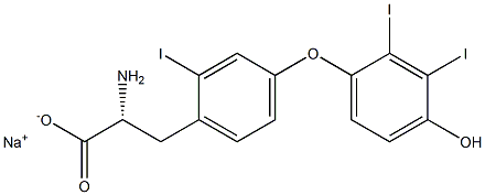 (R)-2-Amino-3-[4-(4-hydroxy-2,3-diiodophenoxy)-2-iodophenyl]propanoic acid sodium salt 구조식 이미지