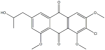 1-Methoxy-3-(2-hydroxypropyl)-6-methoxy-7-chloro-8-methoxy-9,10-anthraquinone 구조식 이미지