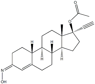 (17S)-3-(Hydroxyimino)-17-ethynylestr-4-en-17-ol 17-acetate 구조식 이미지