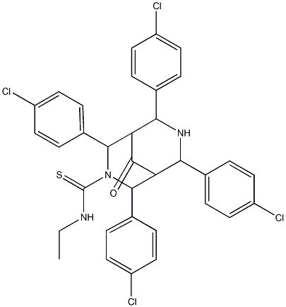 N-Ethyl-9-oxo-2,4,6,8-tetrakis(p-chlorophenyl)-3,7-diazabicyclo[3.3.1]nonane-3-carbothioamide 구조식 이미지