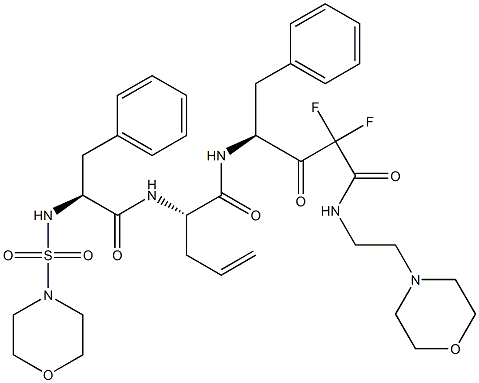 (4S)-4-[(S)-2-(N-Morpholinosulfonyl-L-phenylalanylamino)-4-pentenoylamino]-2,2-difluoro-3-oxo-5-phenyl-N-(2-morpholinoethyl)pentanamide 구조식 이미지