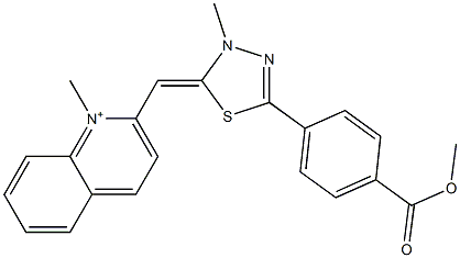 2-[[5-[4-(Methoxycarbonyl)phenyl]-3-methyl-1,3,4-thiadiazol-2(3H)-ylidene]methyl]-1-methylquinolinium 구조식 이미지