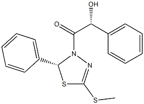 (2R)-2,3-Dihydro-5-(methylthio)-3-[(2R)-2-hydroxy-2-phenylacetyl]-2-(phenyl)-1,3,4-thiadiazole 구조식 이미지