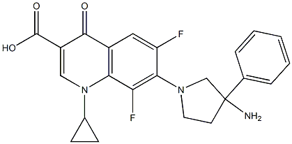 7-[3-[(Amino)]-3-phenylpyrrolizino]-1-cyclopropyl-6,8-difluoro-1,4-dihydro-4-oxo-3-quinolinecarboxylic acid 구조식 이미지