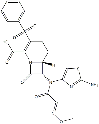 (6R,7S)-3-(Phenylsulfonyl)-8-oxo-7-[(2-aminothiazol-4-yl)(methoxyimino)acetylamino]-1-azabicyclo[4.2.0]oct-2-ene-2-carboxylic acid 구조식 이미지