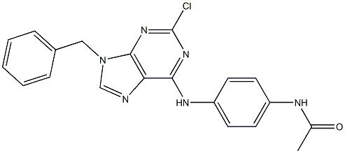 9-Benzyl-2-chloro-6-(4-acetylaminophenylamino)-9H-purine 구조식 이미지