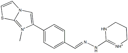 7-Methyl-6-[4-[2-[[(3,4,5,6-tetrahydropyrimidin)-1-ium]-2-yl]hydrazonomethyl]phenyl]imidazo[2,1-b]thiazol-7-ium Structure