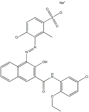 4-Chloro-2-methyl-3-[[3-[[(3-chloro-6-ethoxyphenyl)amino]carbonyl]-2-hydroxy-1-naphtyl]azo]benzenesulfonic acid sodium salt 구조식 이미지