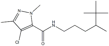 N-(4-tert-Butylpentyl)-2,5-dimethyl-4-chloro-2H-pyrazole-3-carboxamide 구조식 이미지