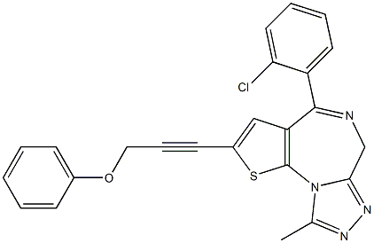 4-(2-Chlorophenyl)-9-methyl-2-[3-phenoxy-1-propynyl]-6H-thieno[3,2-f][1,2,4]triazolo[4,3-a][1,4]diazepine 구조식 이미지