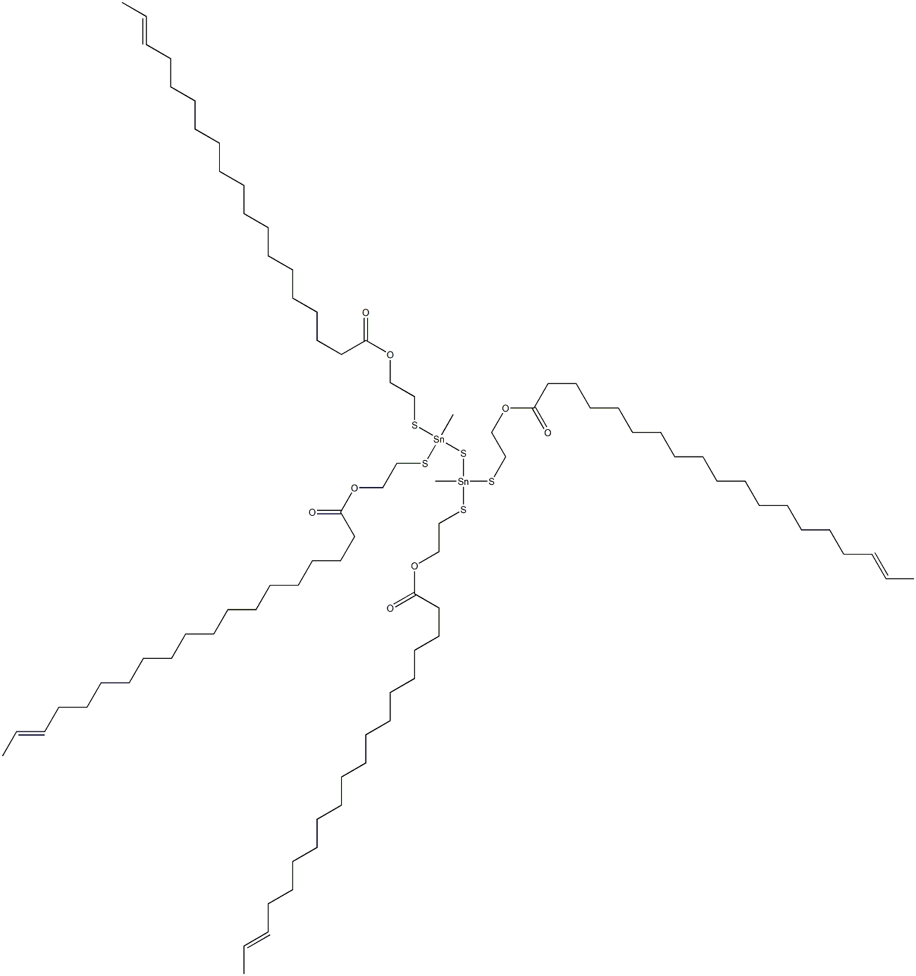 Bis[methylbis[[2-(16-octadecenylcarbonyloxy)ethyl]thio]stannyl] sulfide Structure