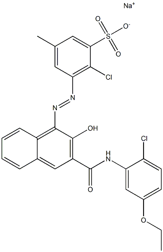 2-Chloro-5-methyl-3-[[3-[[(2-chloro-5-ethoxyphenyl)amino]carbonyl]-2-hydroxy-1-naphtyl]azo]benzenesulfonic acid sodium salt 구조식 이미지