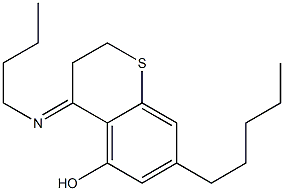 N-Butyl-3,4-dihydro-5-hydroxy-7-pentyl-2H-1-benzothiopyran-4-imine 구조식 이미지
