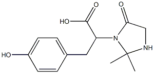 2-(2,2-Dimethyl-4-oxoimidazolidin-3-yl)-3-(4-hydroxyphenyl)propanoic acid 구조식 이미지