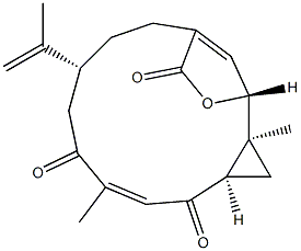 (1R,2S,4R,10R)-2,7-Dimethyl-10-(1-methylethenyl)-15-oxatricyclo[11.2.1.02,4]hexadeca-6,13(16)-diene-5,8,14-trione Structure