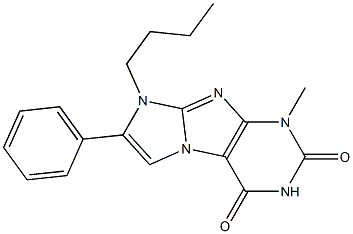 8-Butyl-1-methyl-7-phenyl-1H-imidazo[2,1-f]purine-2,4(3H,8H)-dione 구조식 이미지