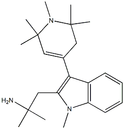 2-(2-Amino-2-methylpropyl)-1-methyl-3-(1,2,2,6,6-pentamethyl-1,2,3,6-tetrahydropyridin-4-yl)-1H-indole 구조식 이미지
