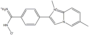 1,6-Dimethyl-2-[4-[iminio(hydroxyamino)methyl]phenyl]imidazo[1,2-a]pyridin-1-ium 구조식 이미지