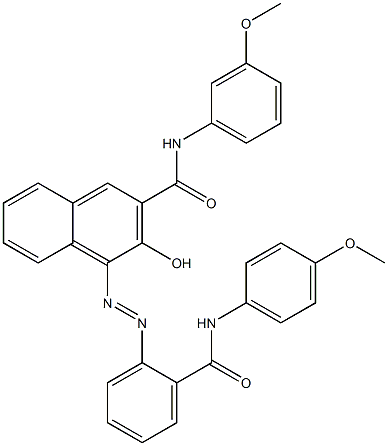 4-[[2-[[(4-Methoxyphenyl)amino]carbonyl]phenyl]azo]-3-hydroxy-N-(3-methoxyphenyl)-2-naphthalenecarboxamide 구조식 이미지