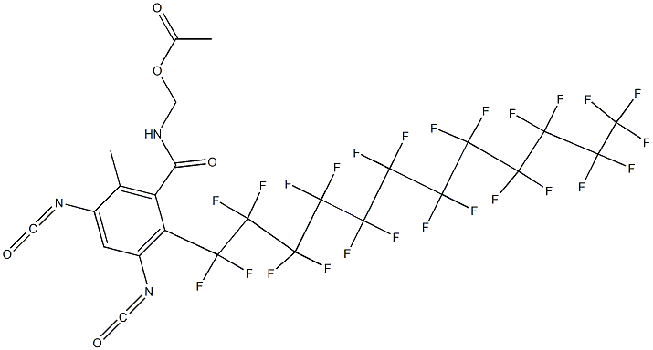 N-(Acetyloxymethyl)-2-(pentacosafluorododecyl)-3,5-diisocyanato-6-methylbenzamide 구조식 이미지