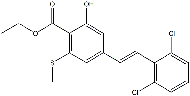 4-[(E)-2-(2,6-Dichlorophenyl)ethenyl]-2-hydroxy-6-(methylthio)benzoic acid ethyl ester 구조식 이미지