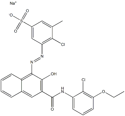 4-Chloro-3-methyl-5-[[3-[[(2-chloro-3-ethoxyphenyl)amino]carbonyl]-2-hydroxy-1-naphtyl]azo]benzenesulfonic acid sodium salt 구조식 이미지
