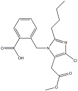 2-Butyl-4-chloro-1-[2-hydroxycarbonylbenzyl]-1H-imidazole-5-acetic acid methyl ester Structure