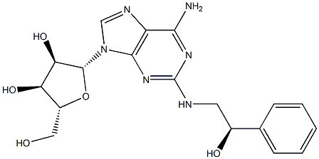 2-[(R)-2-Hydroxy-2-phenylethylamino]adenosine 구조식 이미지