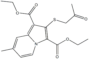 2-(2-Oxopropylthio)-7-methylindolizine-1,3-dicarboxylic acid diethyl ester 구조식 이미지