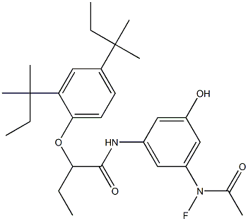 3-(N-Fluoro-N-acetylamino)-5-[2-(2,4-di-tert-amylphenoxy)butyrylamino]phenol 구조식 이미지