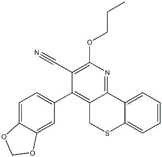 2-Propoxy-4-[3,4-(methylenebisoxy)phenyl]-5H-[1]benzothiopyrano[4,3-b]pyridine-3-carbonitrile Structure