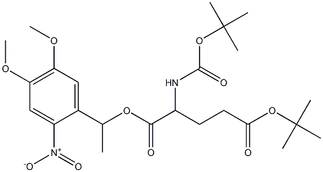2-(tert-Butoxycarbonylamino)-4-(tert-butoxycarbonyl)butanoic acid 1-(4,5-dimethoxy-2-nitrophenyl)ethyl ester Structure