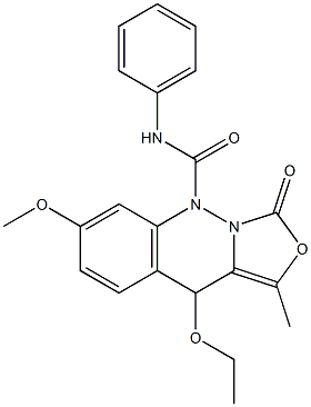 3-Methyl-4-ethoxy-7-methoxy-9-phenylcarbamoyl-4,9-dihydro-9,9a-diaza-1H-naphtho[2,3-c]furan-1-one 구조식 이미지