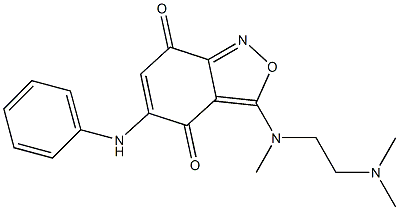 3-[N-(2-Dimethylaminoethyl)methylamino]-5-(phenylamino)-2,1-benzisoxazole-4,7-dione 구조식 이미지