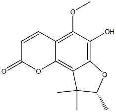 (R)-8,9-Dihydro-6-hydroxy-5-methoxy-8,9,9-trimethyl-2H-furo[2,3-h]-1-benzopyran-2-one 구조식 이미지