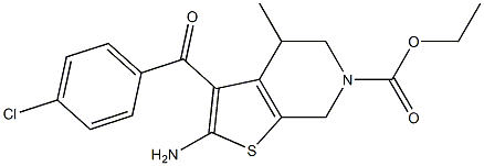 2-Amino-3-(4-chlorobenzoyl)-4,5,6,7-tetrahydro-4-methyl-6-ethoxycarbonylthieno[2,3-c]pyridine Structure