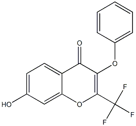 3-Phenoxy-7-hydroxy-2-trifluoromethyl-4H-1-benzopyran-4-one 구조식 이미지