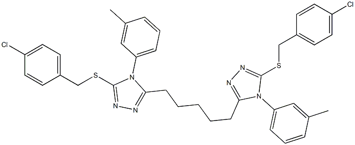 5,5'-(1,5-Pentanediyl)bis[4-(3-methylphenyl)-3-(4-chlorobenzylthio)-4H-1,2,4-triazole] 구조식 이미지