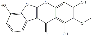 2-Methoxy-1,3,7-trihydroxy-11H-benzofuro[2,3-b][1]benzopyran-11-one 구조식 이미지