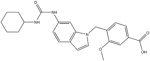 4-[6-[3-Cyclohexylureido]-1H-indol-1-ylmethyl]-3-methoxybenzoic acid 구조식 이미지