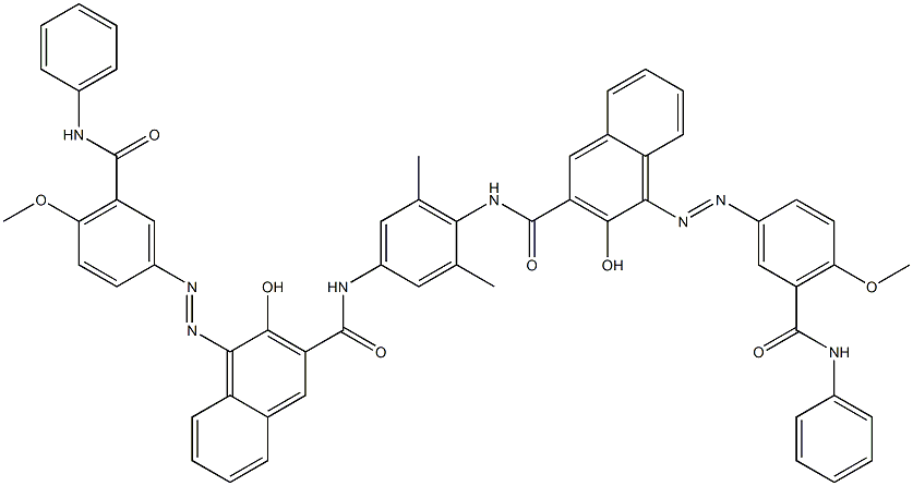 1,4-Bis[1-[4-methoxy-5-(phenylcarbamoyl)phenylazo]-2-hydroxy-3-naphthoylamino]-2,6-dimethylbenzene Structure