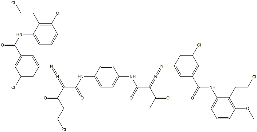 3,3'-[2-(Chloromethyl)-1,4-phenylenebis[iminocarbonyl(acetylmethylene)azo]]bis[N-[2-(2-chloroethyl)-3-methoxyphenyl]-5-chlorobenzamide] 구조식 이미지