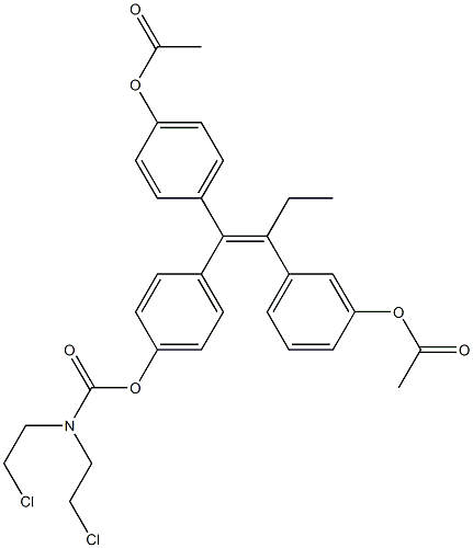 N,N-Bis(2-chloroethyl)carbamic acid 4-[(Z)-1-(4-acetyloxyphenyl)-2-(3-acetyloxyphenyl)-1-butenyl]phenyl ester 구조식 이미지