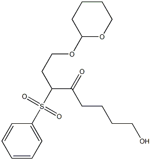 3-(Phenylsulfonyl)-1-[(tetrahydro-2H-pyran)-2-yloxy]-8-hydroxy-4-octanone 구조식 이미지