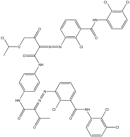 3,3'-[2-[(1-Chloroethyl)oxy]-1,4-phenylenebis[iminocarbonyl(acetylmethylene)azo]]bis[N-(2,3-dichlorophenyl)-2-chlorobenzamide] 구조식 이미지