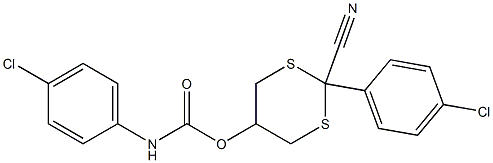 N-(4-Chlorophenyl)carbamic acid [2-cyano-2-(4-chlorophenyl)-1,3-dithian-5-yl] ester 구조식 이미지