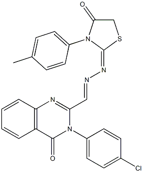 3-(4-Chlorophenyl)-2-[2-[(2,3,4,5-tetrahydro-3-(p-methylphenyl)-4-oxothiazole)-2-ylidene]hydrazonomethyl]quinazoline-4(3H)-one 구조식 이미지